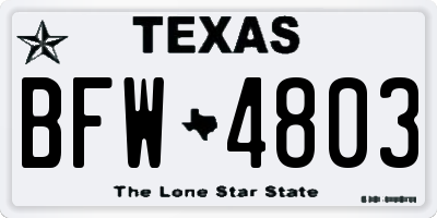 TX license plate BFW4803