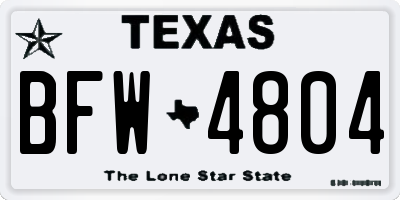 TX license plate BFW4804