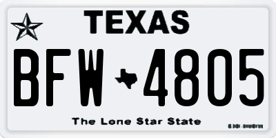 TX license plate BFW4805