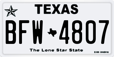 TX license plate BFW4807
