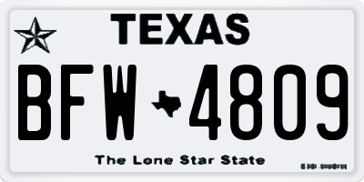 TX license plate BFW4809