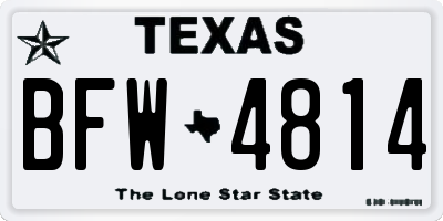 TX license plate BFW4814