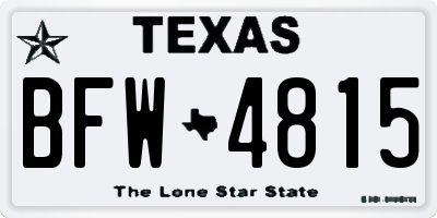 TX license plate BFW4815