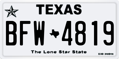 TX license plate BFW4819