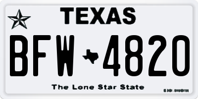TX license plate BFW4820