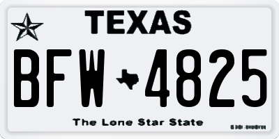 TX license plate BFW4825