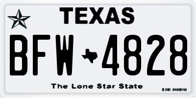 TX license plate BFW4828