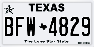 TX license plate BFW4829