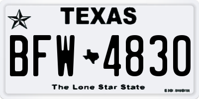 TX license plate BFW4830