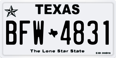 TX license plate BFW4831