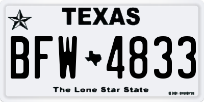 TX license plate BFW4833