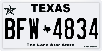 TX license plate BFW4834