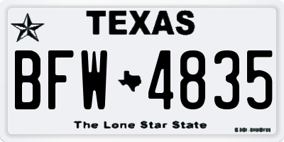 TX license plate BFW4835