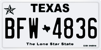 TX license plate BFW4836