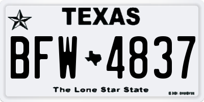 TX license plate BFW4837