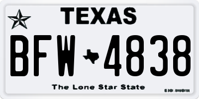 TX license plate BFW4838