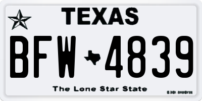 TX license plate BFW4839