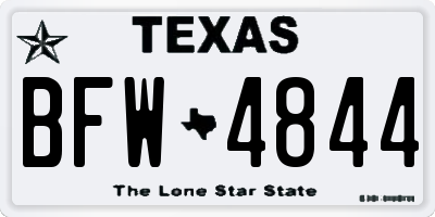 TX license plate BFW4844