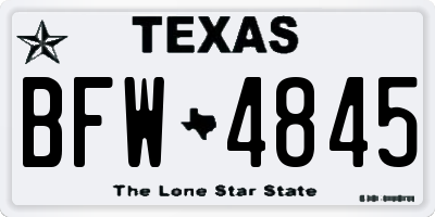 TX license plate BFW4845