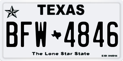 TX license plate BFW4846