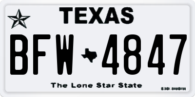 TX license plate BFW4847
