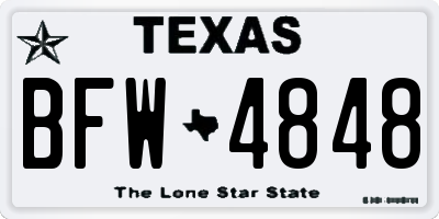 TX license plate BFW4848