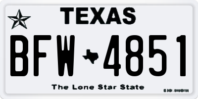 TX license plate BFW4851