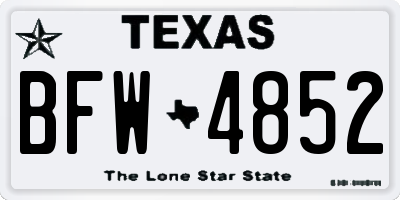TX license plate BFW4852