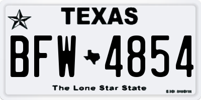 TX license plate BFW4854