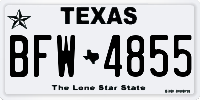 TX license plate BFW4855
