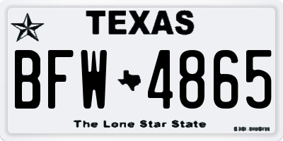 TX license plate BFW4865