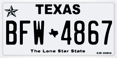 TX license plate BFW4867