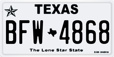 TX license plate BFW4868