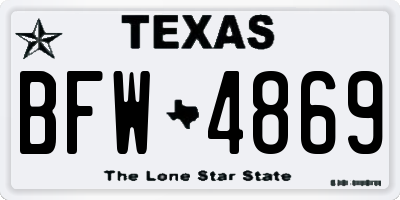TX license plate BFW4869