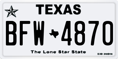 TX license plate BFW4870