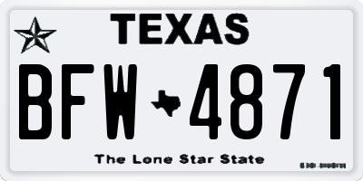 TX license plate BFW4871
