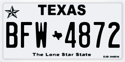 TX license plate BFW4872