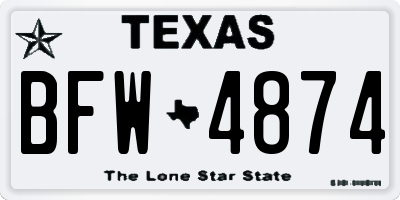 TX license plate BFW4874