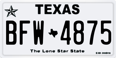 TX license plate BFW4875