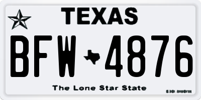 TX license plate BFW4876