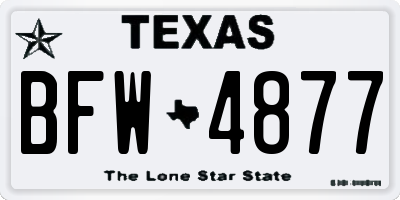 TX license plate BFW4877