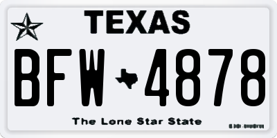 TX license plate BFW4878