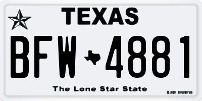 TX license plate BFW4881
