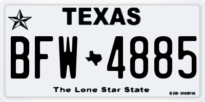 TX license plate BFW4885