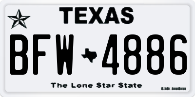 TX license plate BFW4886