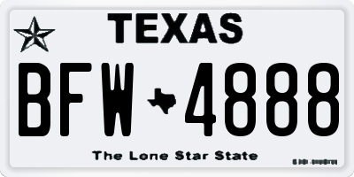 TX license plate BFW4888