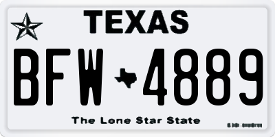 TX license plate BFW4889