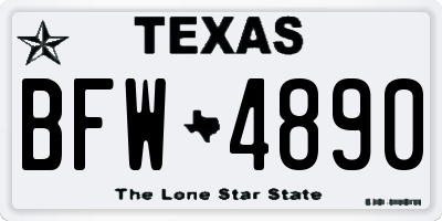 TX license plate BFW4890