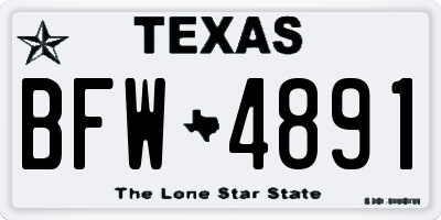 TX license plate BFW4891
