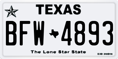 TX license plate BFW4893